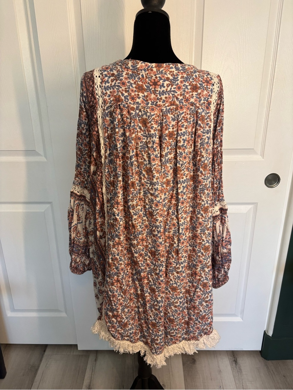 RAGA Boho Floral Paisley Fringe Tassel Dress Size Large - Picture 3 of 14